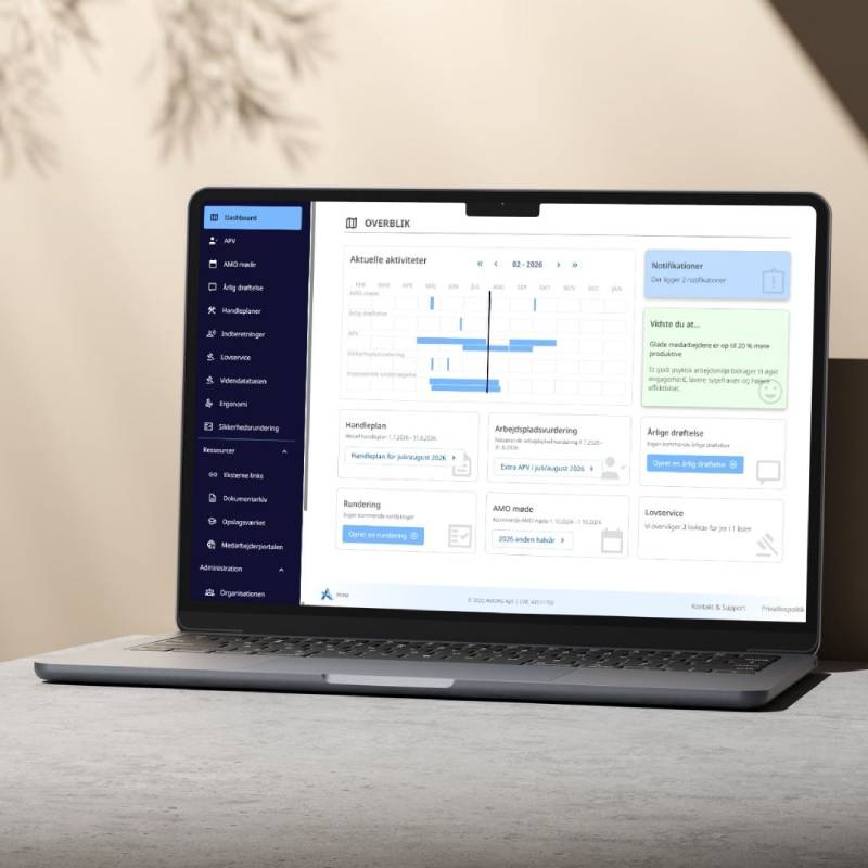 dashboard fra arbejdsmiljøsystem