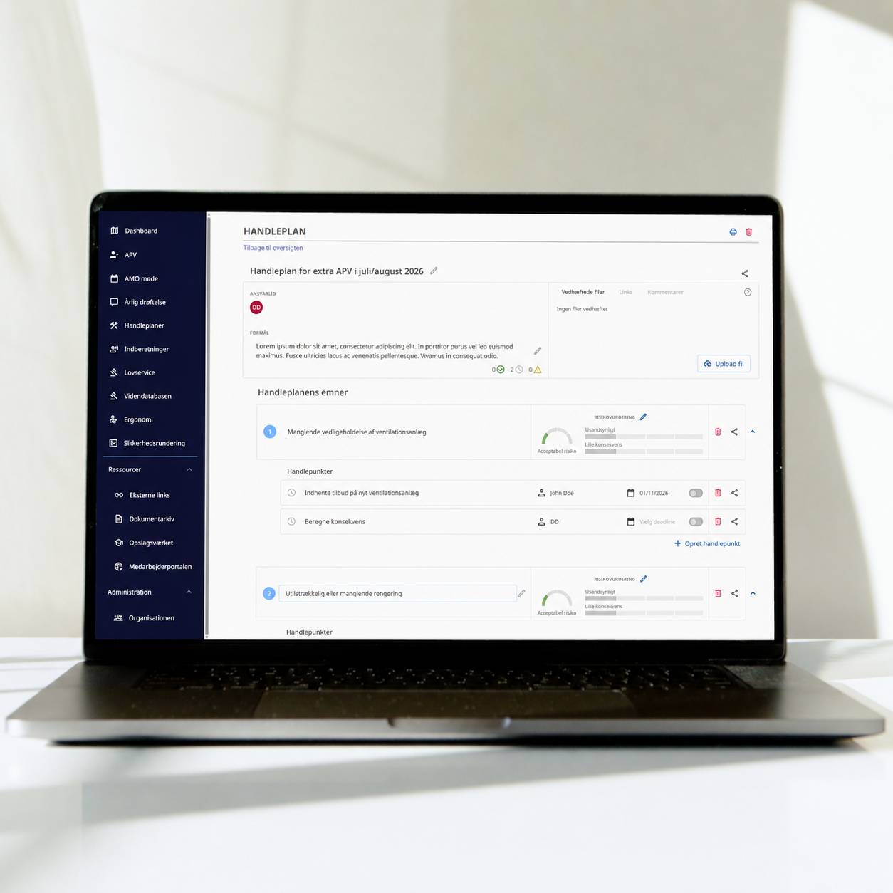 Handlingsplan i arbejdsmiljøsystem